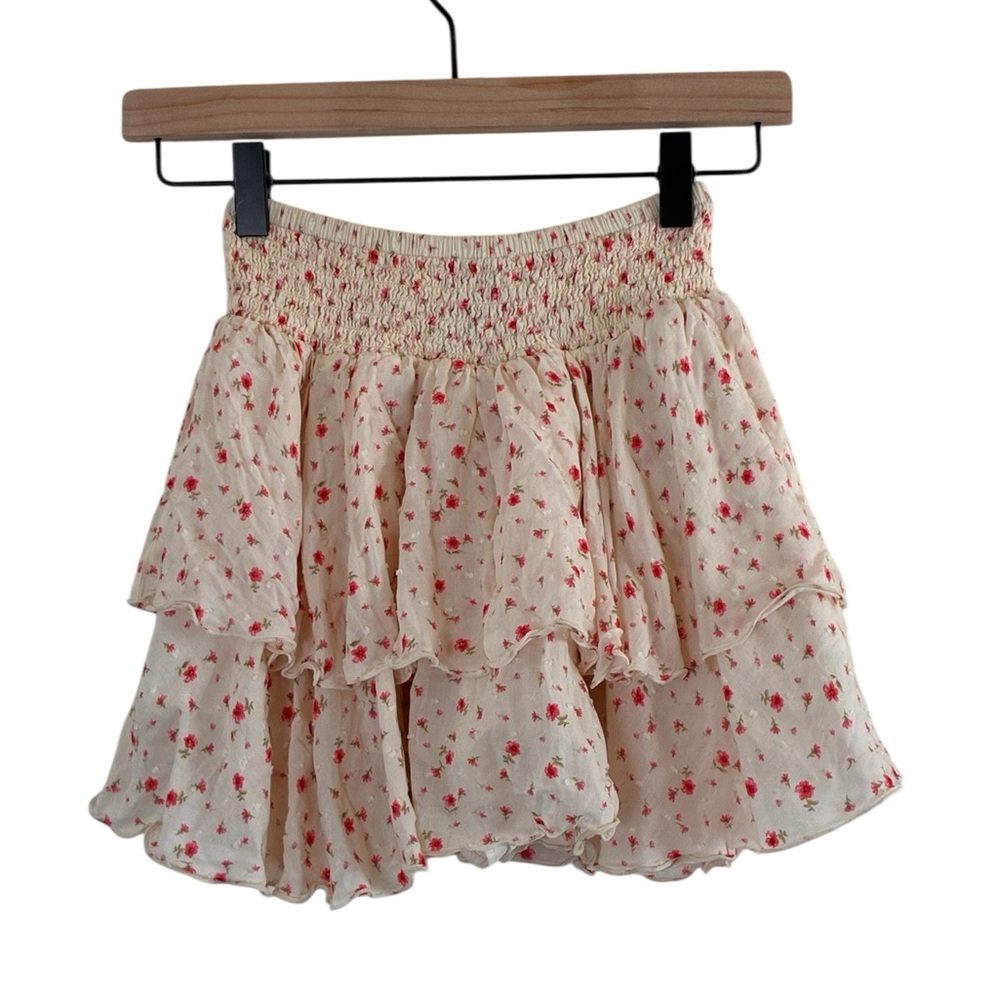 Forever 21 | Ditsy floral ruffled elastic waist tiered mini skirt built in short